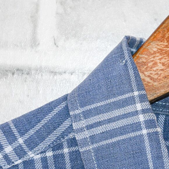 Faherty Brand Men's Cotton Blue white Plaid Button Down Shirt size 2XL - Picture 5 of 9